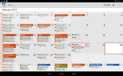 Calendar in Month mode