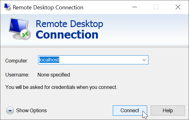 Remote desktop connection windows 10